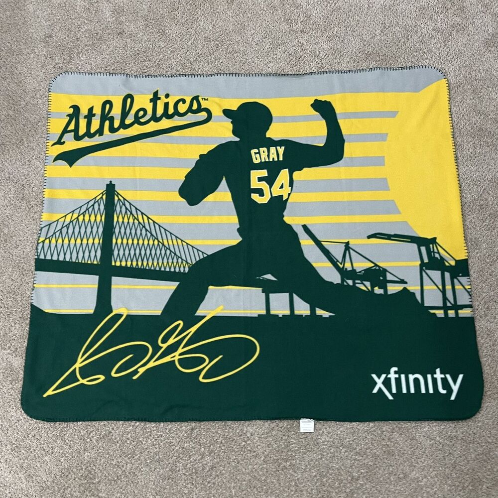 Oakland Athletics Blanket #54 Sonny Gray Green Yellow MLB Stadium Giveaway 2016